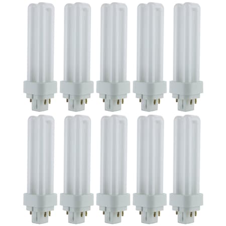 Sunlite PLD13/E/SP30K 3000K Fluorescent 13W PLD Double U-Shaped Twin Tube CFL Bulbs w/4-Pin G24Q-1, 10PK 40533-SU
